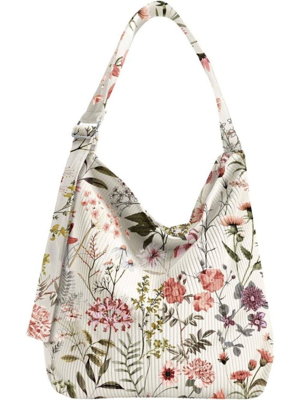 Stylish Large Corduroy Hobo Tote Bag for Women - Zipper Closure, Versatile